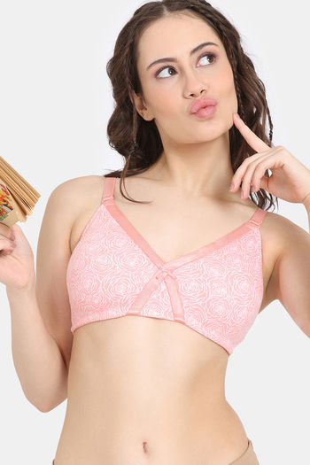 Buy Rosaline Everyday Double Layered Non-Wired 3/4th Coverage  T-Shirt Bra - Peach Pearl